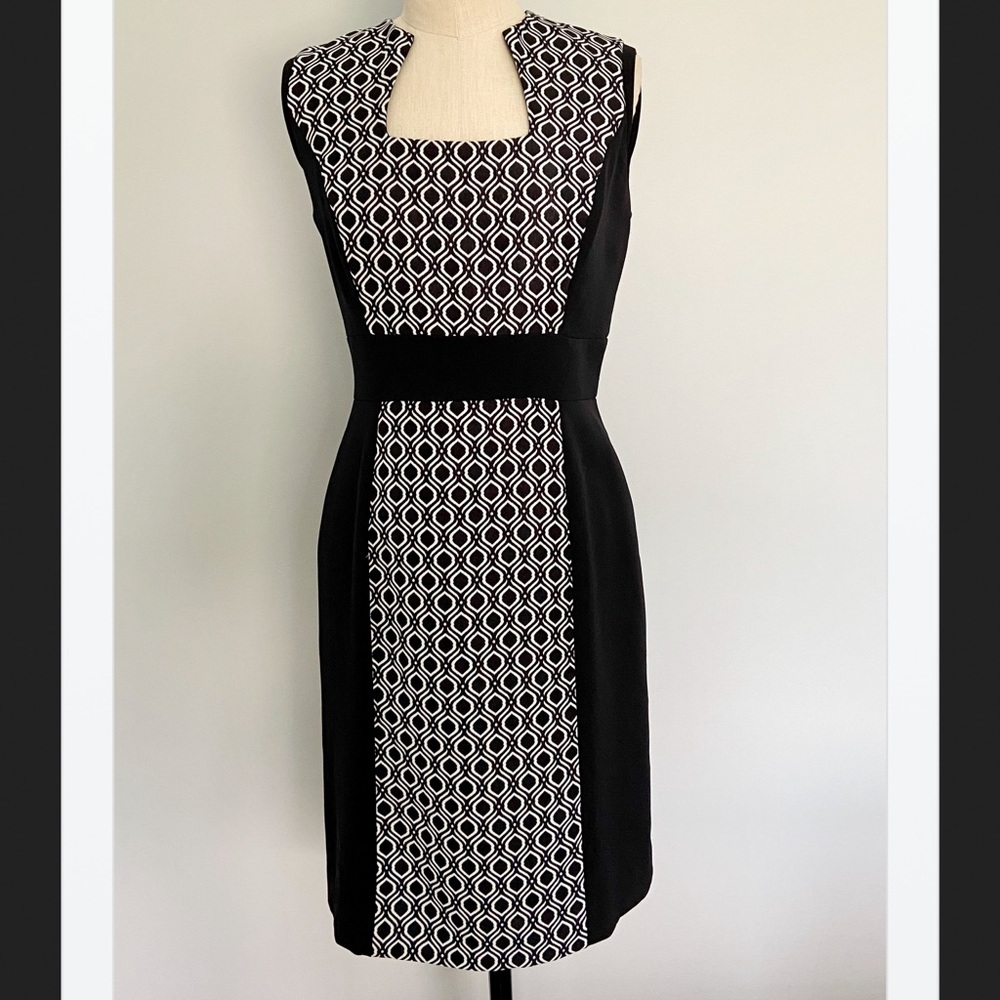 New Tahari Black/White Fitted Sheath Dress, 4